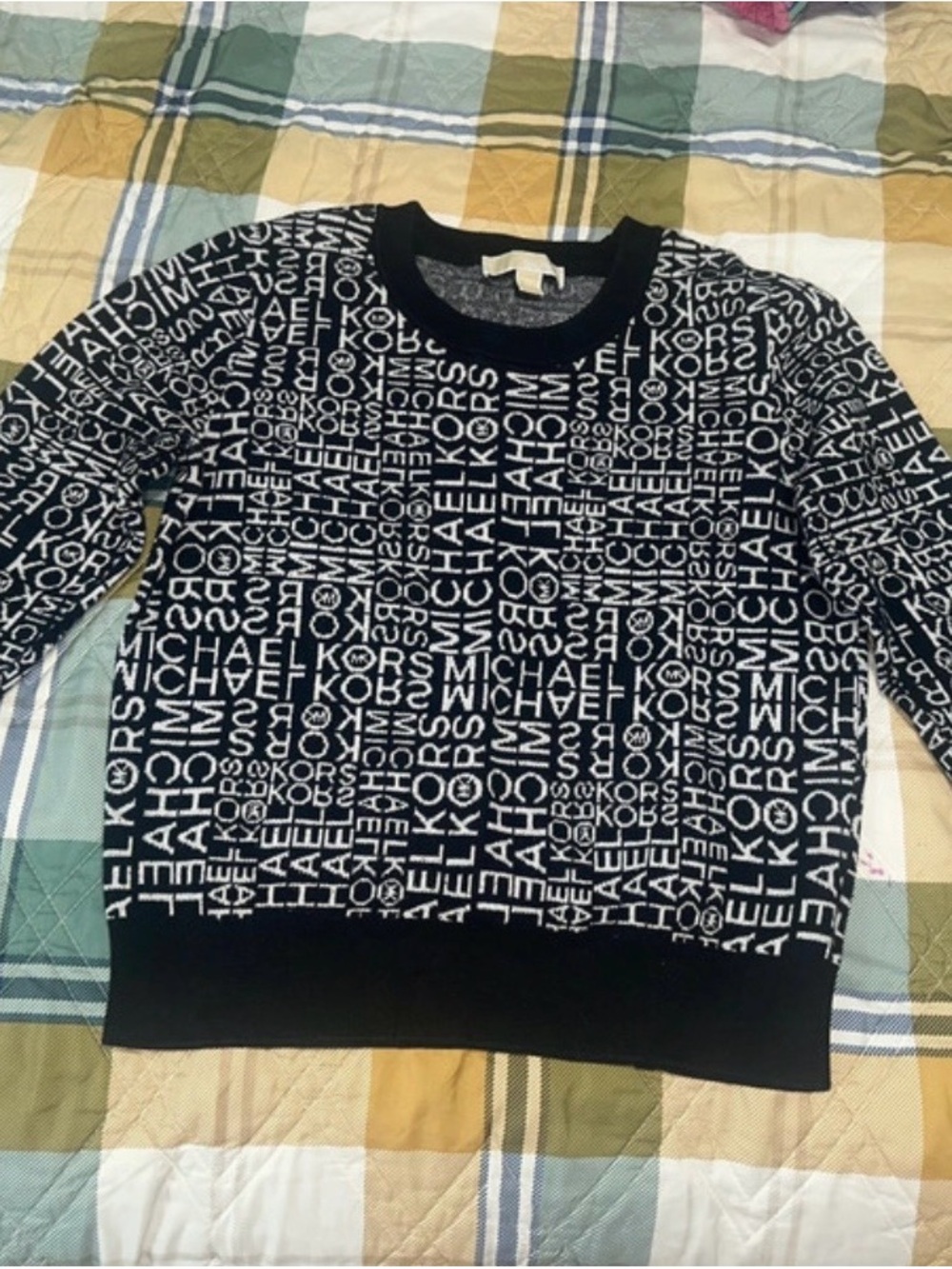 Michael Kors Black & White Logo Crewneck Sweater